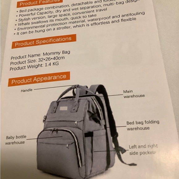 Midibeini Diaper Bag with built in changing station and mosquito net - Picture 6 of 6